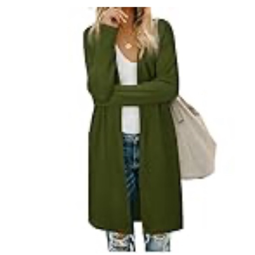 Amazon S Green Open Front Cardigan